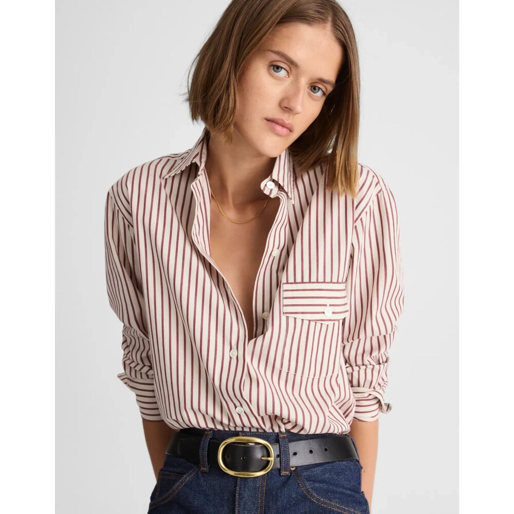 ALEXA CHUNG For MADEWELL Lou Poplin Shirt S Aroma Striped Preppy NWT B59
